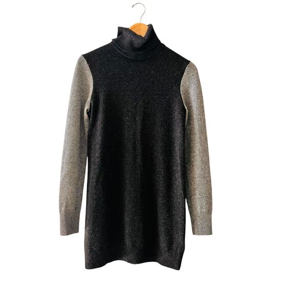 Equipment Cashmere Gray Colorblock Turtleneck Tunic Sweater Size S Small - Picture 1 of 7
